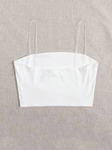 Flirla Plus Solid Crop Cami Top 白色 Crop Topcrop Top 白色 - 白色 - 查看 2