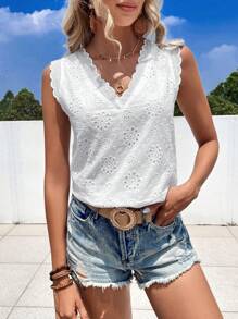 Breezaya 網眼刺繡貝殼邊襯衫 - 白色 - 查看 6