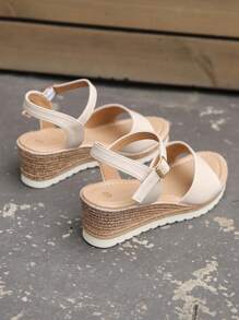 Women Minimalist Espadrille Ankle Strap Wedge Sandals, Vacation Summer Sandals