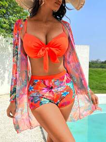 Swim DD+ Bộ Bikini Nữ Thắt nút Nhiệt đới - Nhiều màu - Xem 7