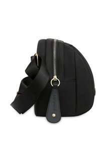 新款時尚女士肩膀郵差包素色腰包 - 黑色 - 查看 4