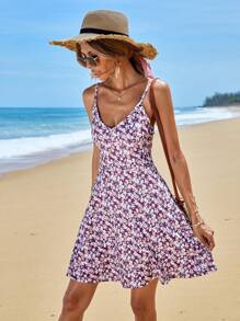 RueChic Abito con bretelle sottile con stampa fiorellini