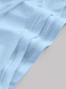 SHEIN MOD Lace Trim Ruched Wide Straps Top - Baby Blue - View 3