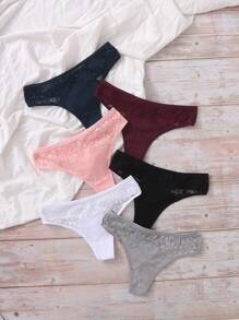 6件蕾絲拼接內褲套裝 - 彩色 - 查看 3