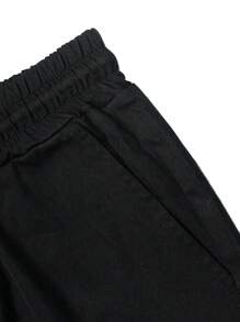 Manfinity Homme Men Drawstring Waist Zip Pocket Shorts - Black - View 4