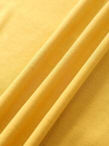 SHEIN LUNE Áo thun nữ Lá thư Loại bướm Giải trí - Màu vàng - Xem 5