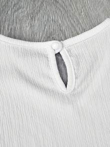 Chicas adolescentes Blusa ribete con fruncido de espalda con abertura de ojo - Blanco - Ver 4