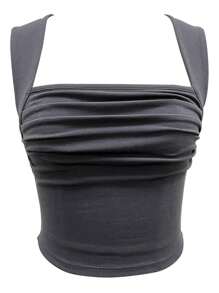 Solid Ruched Bustier Tank Top