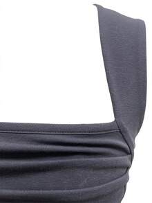 Solid Ruched Bustier Tank Top