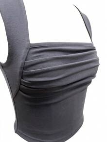Solid Ruched Bustier Tank Top