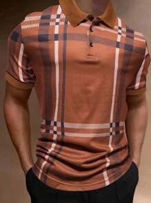 Manfinity Homme Hombres Camisa polo con estampado de cuadros