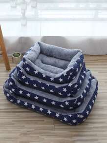 1pc Star Pattern Soft Warm Pet Bed, Suitable For Small Medium Large Dogs And Cats To Sleep All Seasons - Navy Blue - View 1