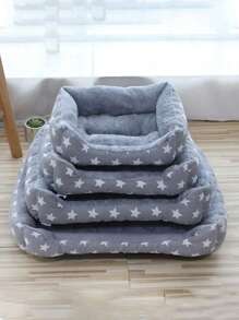 1pc Star Pattern Warm Plush Pet House Suitable For Small, Medium And Large Cats And Dogs To Sleep In All Seasons - Grey - View 2
