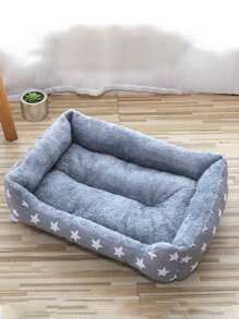 1pc Star Pattern Warm Plush Pet House Suitable For Small, Medium And Large Cats And Dogs To Sleep In All Seasons - Grey - View 3