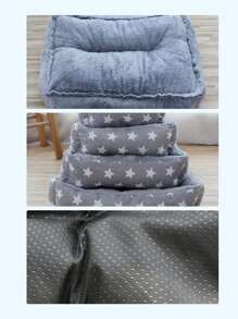1pc Star Pattern Warm Plush Pet House Suitable For Small, Medium And Large Cats And Dogs To Sleep In All Seasons - Grey - View 4