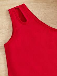 SHEIN Bộ hai mảnh Gái Cắt ra Hoa Boho - Đỏ - Xem 4