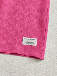 SHEIN Meninas Da Criança Carta Corrigida Macacão Cami & Sólido Camisa