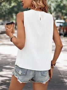 SHEIN Holidaya Swiss Dot Keyhole Back Blouse