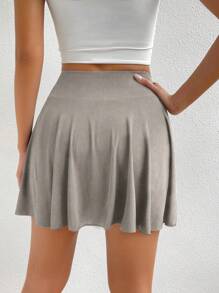 Chiquease Solid Side Phone Pocket Skort - Light Grey - View 2