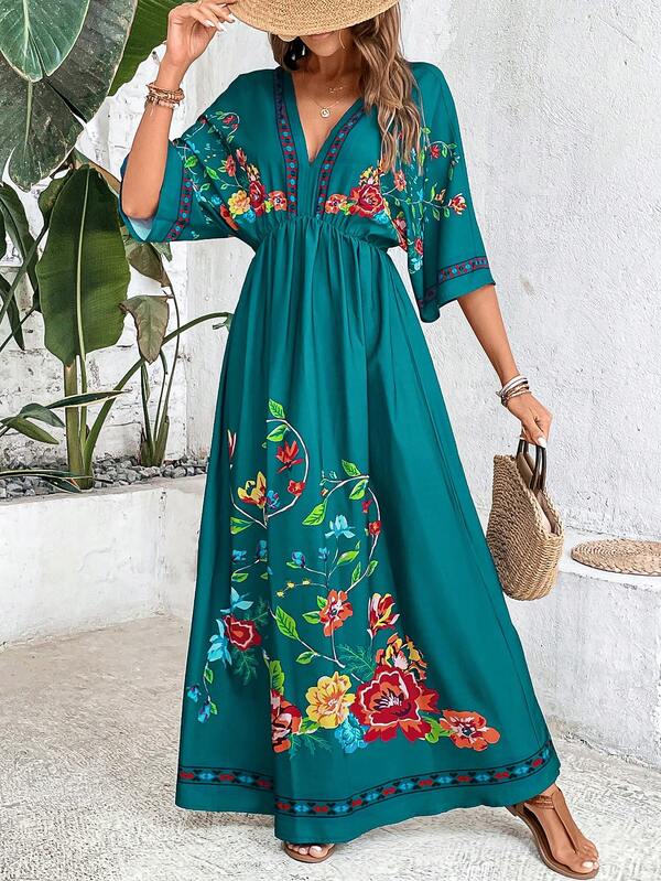 Breezaya 印花蝙蝠袖連衣裙