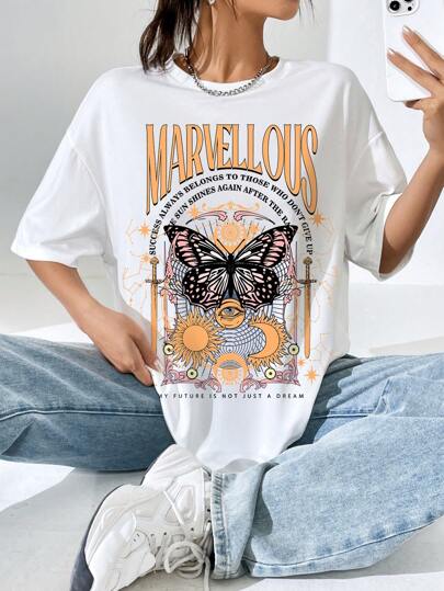SHEIN Kids KDOMO Lot De 4 T-shirts Manches Courtes Préado Fille | Mode