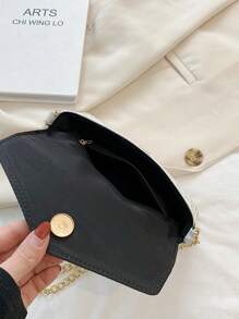 Túi vuông có nắp in chữ có dây kim loại để đi lại - Cà phê nâu - Xem 7