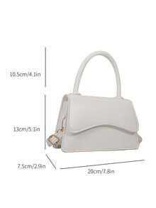 Mini White Simple Pu Flap Square Bag With Adjustable Shoulder Strap - White - View 3