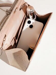 带蝴蝶结装饰的派对手拿包，女士手提包，适合鸡尾酒会、婚礼、正式活动，优雅而时尚 - 香檳色 - 查看 6