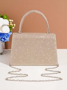 带蝴蝶结装饰的派对手拿包，女士手提包，适合鸡尾酒会、婚礼、正式活动，优雅而时尚 - 香檳色 - 查看 9