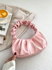 Bolso fruncido rosado PU de moda - Rosa Pálido - Ver 1