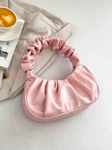 Bolso fruncido rosado PU de moda - Rosa Pálido - Ver 2