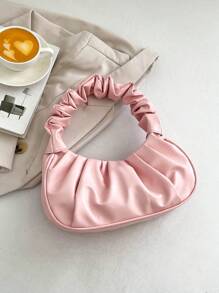 Bolso fruncido rosado PU de moda - Rosa Pálido - Ver 3
