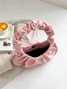 Bolso fruncido rosado PU de moda - Rosa Pálido - Ver 5