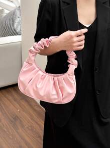 Bolso fruncido rosado PU de moda - Rosa Pálido - Ver 7