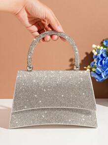 Rhinestone Evening Bag, Elegant Handheld Clutch Bag For Gala, Party, Ball Event, Matching Formal Dress, Versatile - Silver - View 1