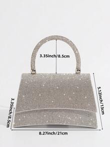 Rhinestone Evening Bag, Elegant Handheld Clutch Bag For Gala, Party, Ball Event, Matching Formal Dress, Versatile - Silver - View 3