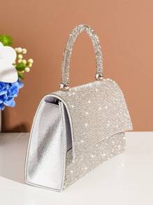Rhinestone Evening Bag, Elegant Handheld Clutch Bag For Gala, Party, Ball Event, Matching Formal Dress, Versatile - Silver - View 4