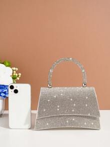 Rhinestone Evening Bag, Elegant Handheld Clutch Bag For Gala, Party, Ball Event, Matching Formal Dress, Versatile - Silver - View 6