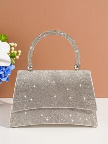 Rhinestone Evening Bag, Elegant Handheld Clutch Bag For Gala, Party, Ball Event, Matching Formal Dress, Versatile - Silver - View 7