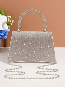 Rhinestone Evening Bag, Elegant Handheld Clutch Bag For Gala, Party, Ball Event, Matching Formal Dress, Versatile - Silver - View 8