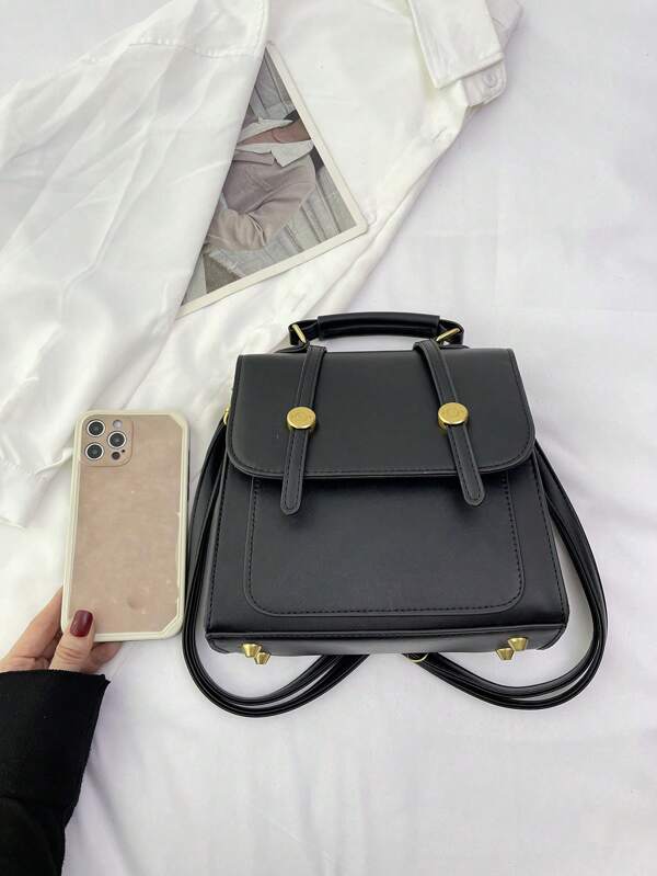 Mini Flap Backpack Top Handle PU Fashionable | SHEIN USA