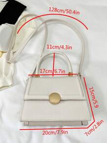 迷你方包金屬裝飾翻蓋PU皮革優雅 - 白色 - 查看 3