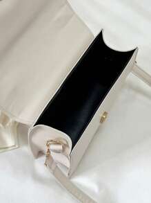 迷你方包金屬裝飾翻蓋PU皮革優雅 - 白色 - 查看 4