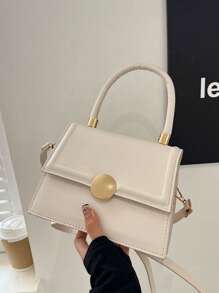 迷你方包金屬裝飾翻蓋PU皮革優雅 - 白色 - 查看 5