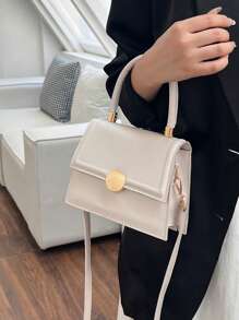 迷你方包金屬裝飾翻蓋PU皮革優雅 - 白色 - 查看 7