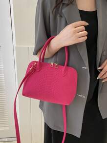 Túi xách nữ màu trơn mới với thiết kế vỏ sò, phù hợp với trang phục hàng ngày - Màu Hồng Tươi - Xem 2