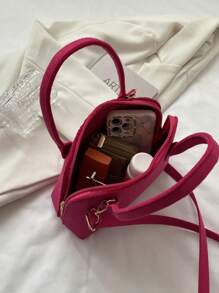 Túi xách nữ màu trơn mới với thiết kế vỏ sò, phù hợp với trang phục hàng ngày - Màu Hồng Tươi - Xem 4