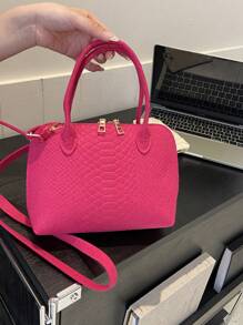 Túi xách nữ màu trơn mới với thiết kế vỏ sò, phù hợp với trang phục hàng ngày - Màu Hồng Tươi - Xem 6