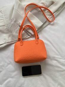 Túi xách nữ thời trang cỡ lớn vỏ kẻ sọc - trái cam - Xem 3