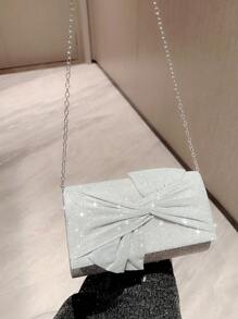 Moonlit EveBag Quyến rũ, Thanh lịch, Tinh tế, Yên tĩnh Sequin sang trọng, Phong cách, Sang trọng, Sáng bóng Túi phong bì long lanh Chi tiết xoắn Túi buổi tối quyến rũ, Túi ăn tối cho cô gái dự tiệc, phụ nữ, cô dâu Hoàn hảo cho bữa tiệc, đám cưới, vũ hội, bữa tối/tiệc - Bạc - Xem 1